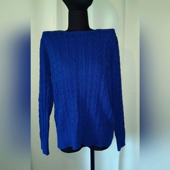 🍒 St. John's Bay Navy Blue Cable Knit Sweater - Picture 1 of 4